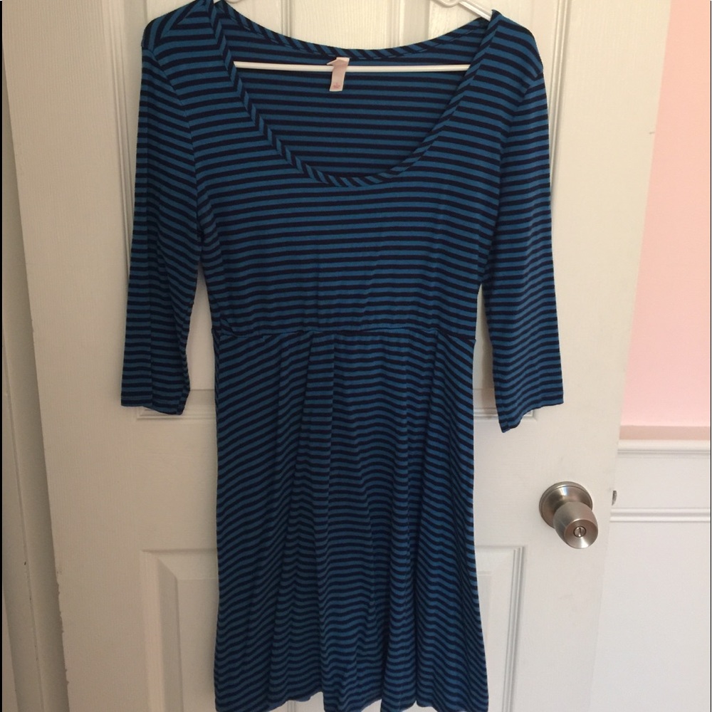Cute A-Line Blue Striped Dress